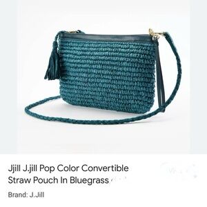 J. JILL POP COLOR CONVERTIBLE STRAW POUCH IN BLUEGRASS